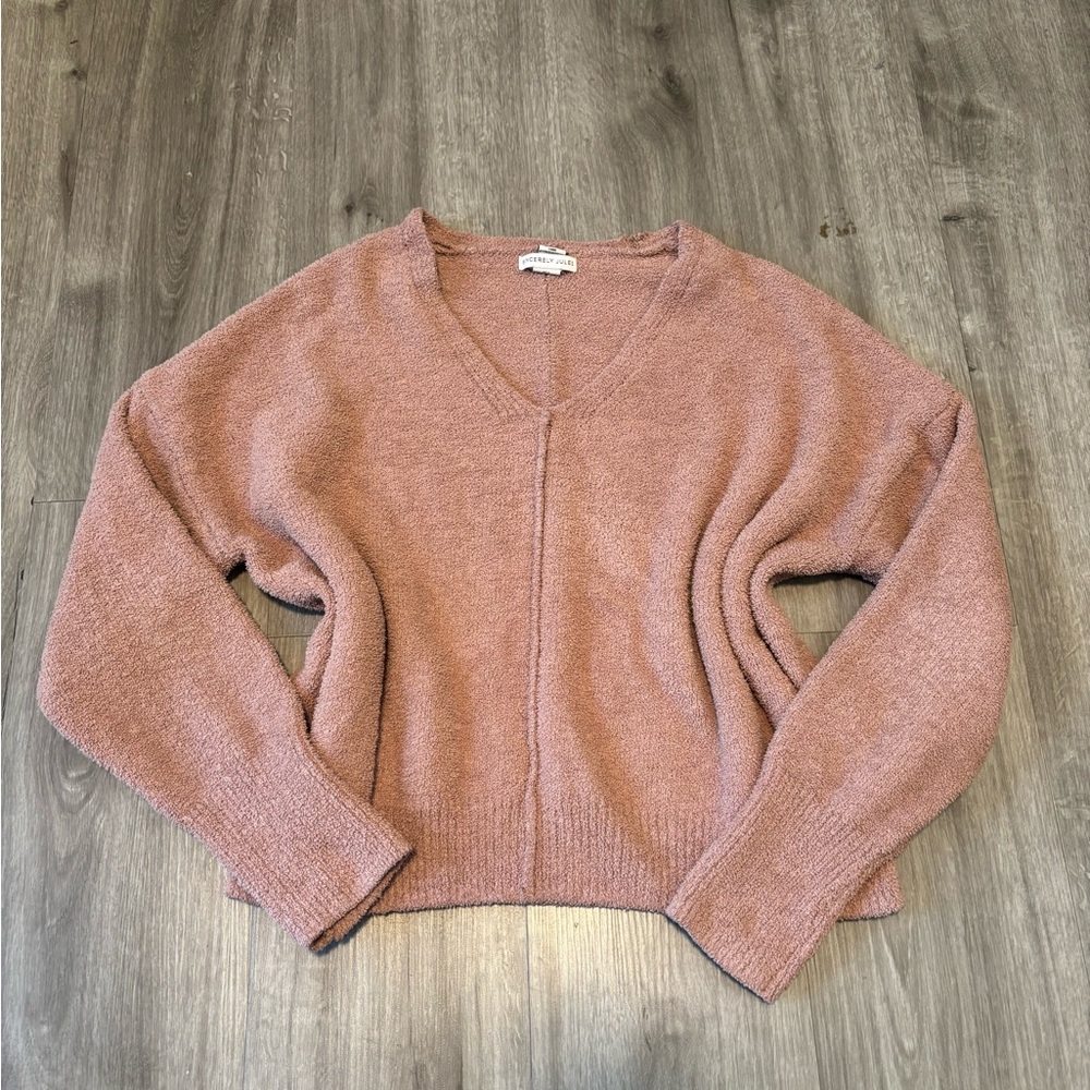 SOLD SINCERELY JULES | Cozy V-Neck Women's Sweater - Dusty Rose